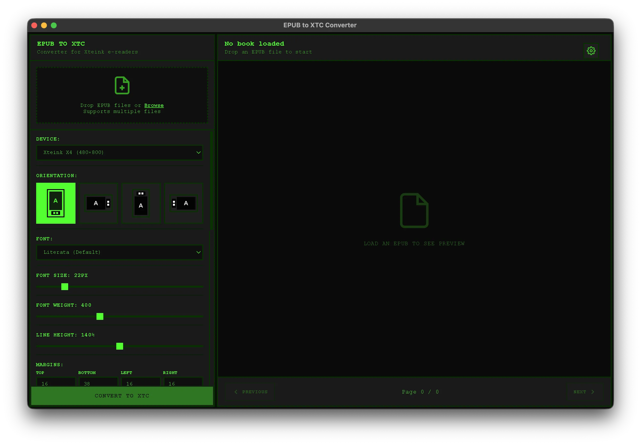 Terminal theme - green text on black